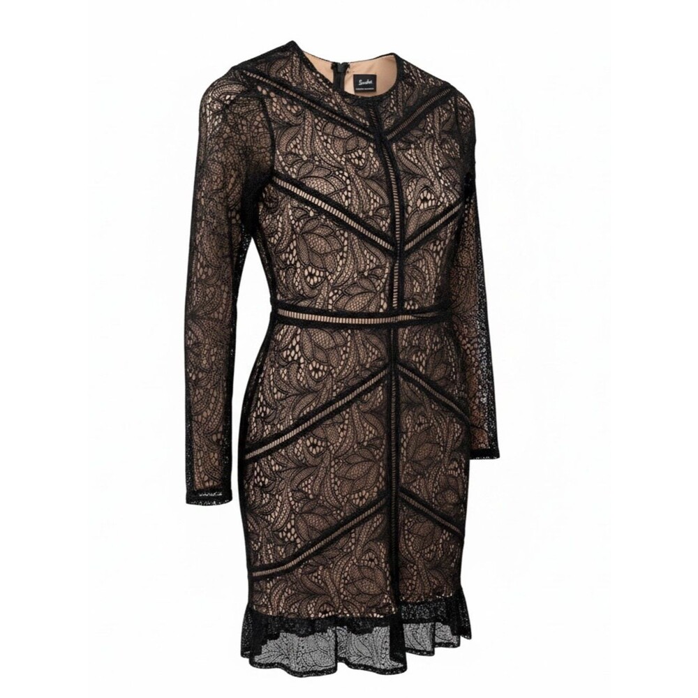 Bardot Black Lace Overlay Sheath Dress - Size 4